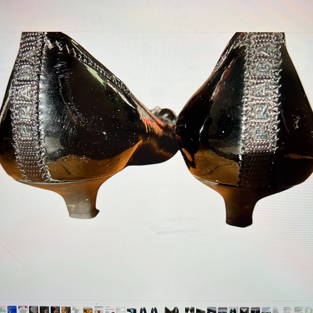 Prada Black Patent Leather Kitten Heels shoes Size 8.5 - Picture 2 of 6